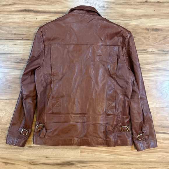 Women’s Leathercult Custom Brown Leather Double Breasted Jacket Sz M - Picture 2 of 11